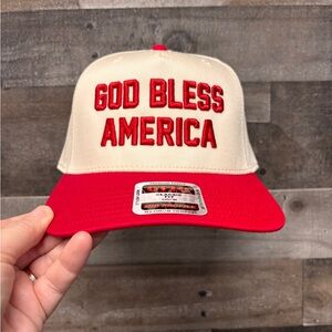 “God Bless America” Embroidered Mid Profile Trucker Hat